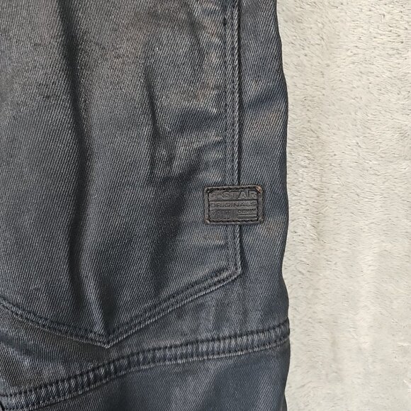 G-Star Raw Jeans Mens Size 30 Waxed Black Rackam 3D Skinny Double Knee Lyocell - Picture 3 of 16